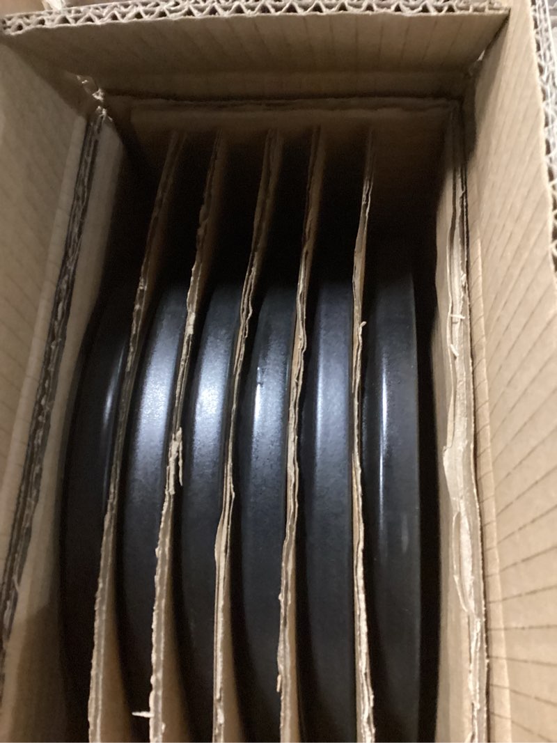 Condition photo showing Good Condition for AmorArc Stoneware Dinner Plates Set of 6, 10.5 Inch Reactive Matte Glaze Ceramic Plates Set, Modern Dinnerware Dish set for Kitchen,Microwave, Dishwasher Safe, Scratch Resistant - Matte Black Matte Black 10.5 Inch (6pcs)