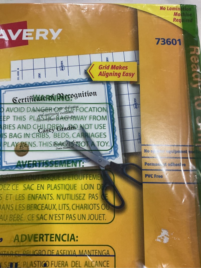 Condition photo showing Good Condition for avery clear laminating sheets  9  x 12   50ct (73601)