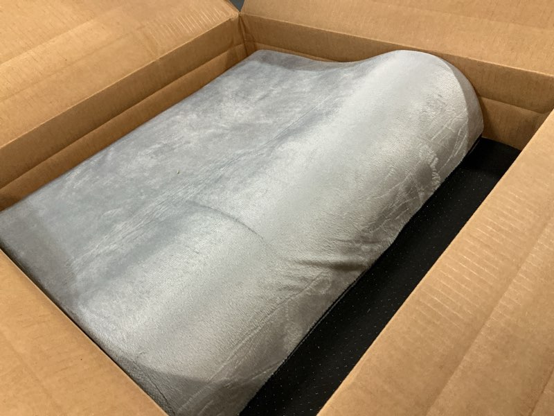 Condition photo showing As Is for hombys foam recliner cushion with leg pillow for elderly large square seat cushion wave shape footrest for armchairs couch, medium thick & supportive, non-slip design, light grey