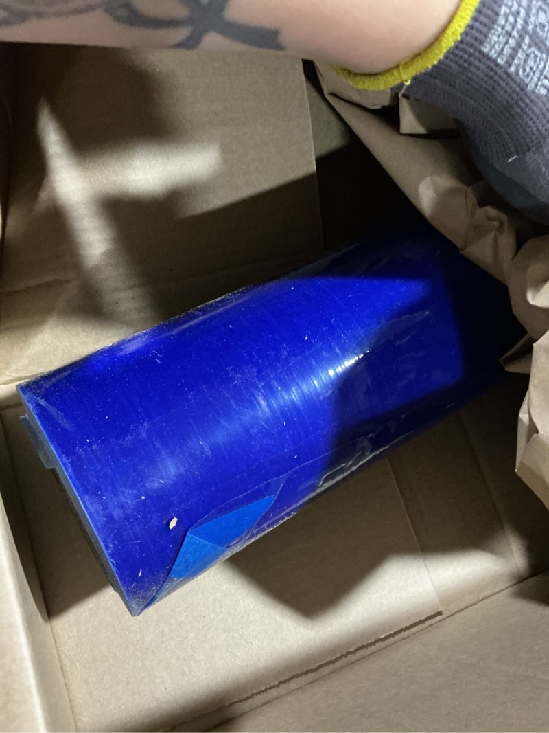 Condition photo showing Good Condition for floor protection film, 24 inch x 200' roll, made in usa, blue self adhesive floor protector for moving and construction, temporary covering for protection of hardwood, tile, other hard surfaces