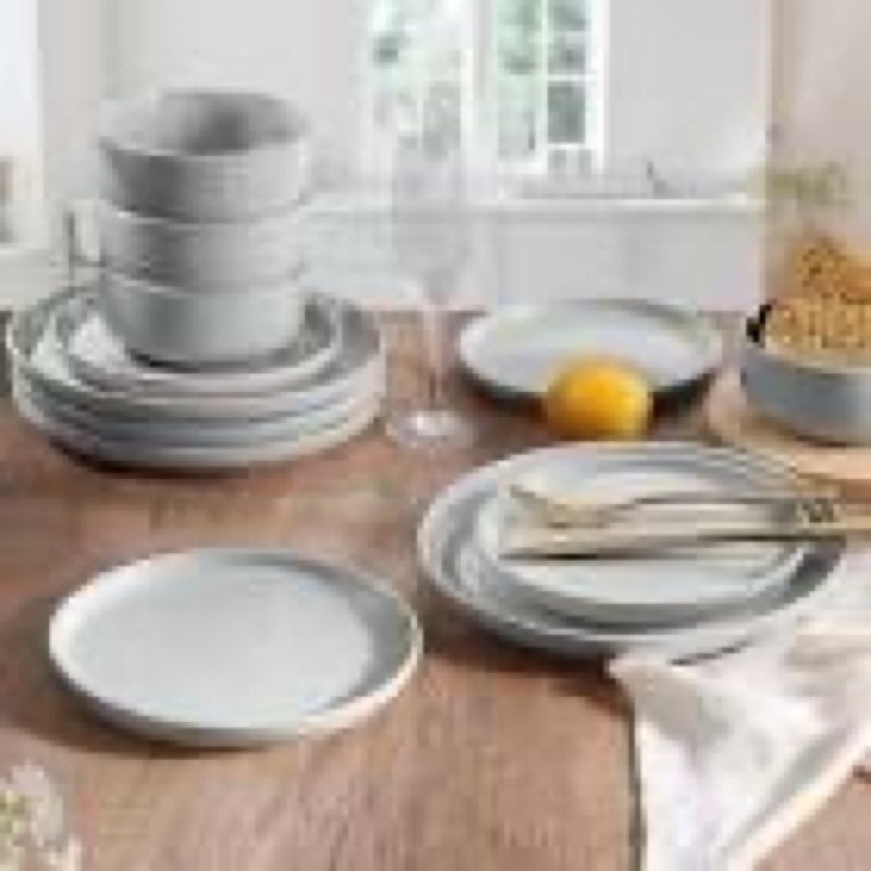 HaWare Stoneware Dinnerware Sets, 12-Piece Plates and Bowls Set for 4, Dishes Set for Home Restauran