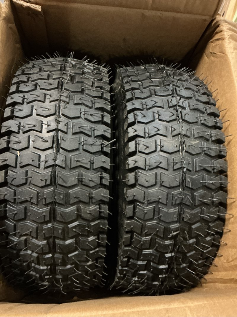 Condition photo showing Good Condition for ar-pro (2-pack) 13x5.00-6 tire and wheel assembly, 4-ply tubeless lawn mower front tire with 3" centered hub & 3/4" bushings, 400 lbs load capacity 13 x 5.00-6" tubeless (centered hub) yellow