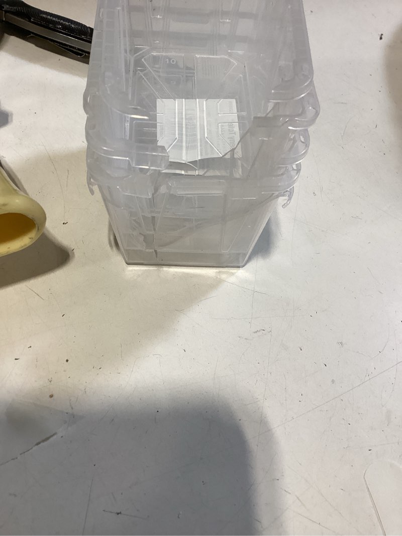 Condition photo showing As Is for project source teeny commander x-small clear stackable tote with standard snap lid item #1248989 | model #1248989