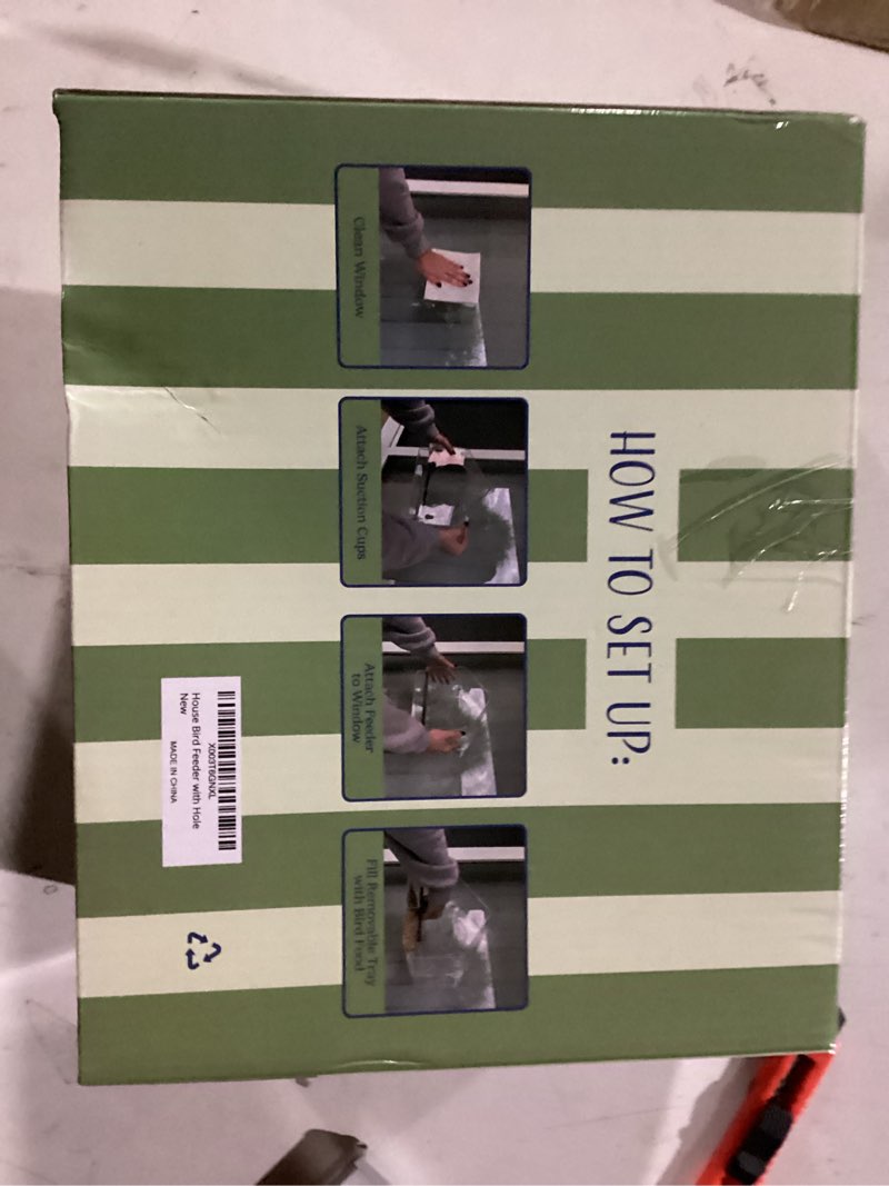 Condition photo showing New/Like New for Clear Bird Feeders for Window Viewing Inside - Window Bird House Feeder with Suction Cups - Balcony Birdhouse Feeder with Tray - Easy to Use for Wildlife Lovers, Birding, Kids, Cat, & Elderly Large House with Hole