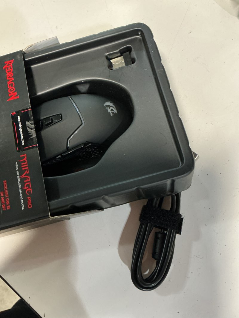 Condition photo showing As Is for redragon m690 pro wireless rgb gaming mouse 8000 dpi remapping keys | cable-free 0 delay, rapid-fire macro keybinds, vibing backlight, ergonomic grip body comfort m690 pro black