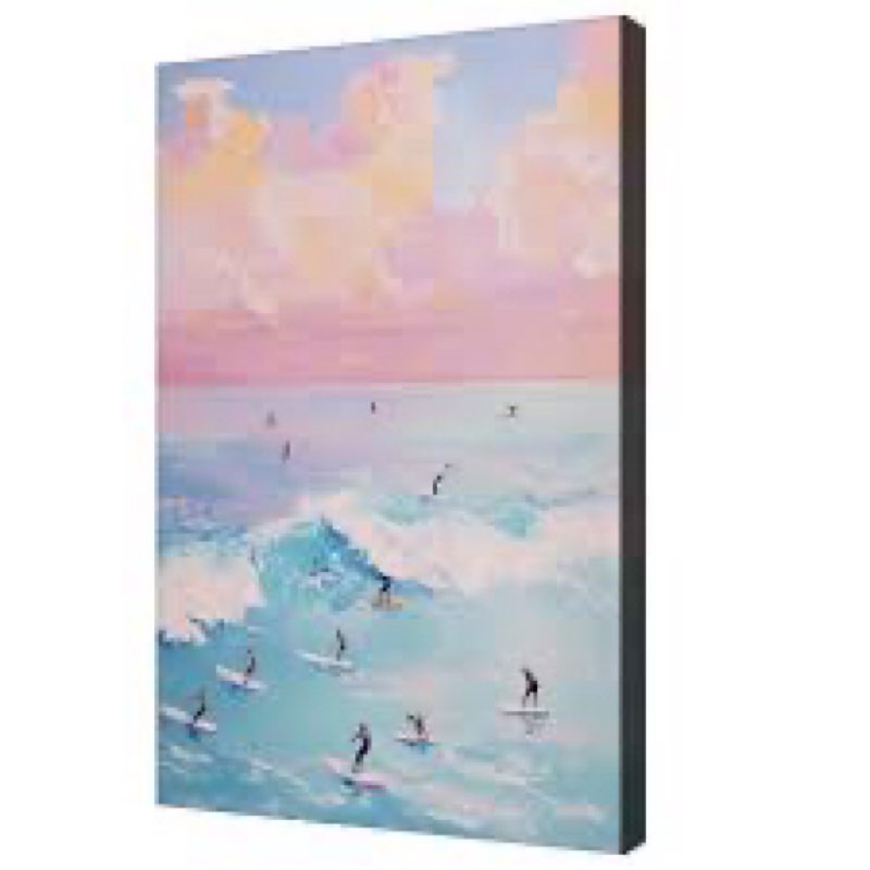 2Pcs Pink Blue Beachy Canvas Wall Art Summer Coastal Surf Posters Prints Preppy Beach Aesthetic Wall