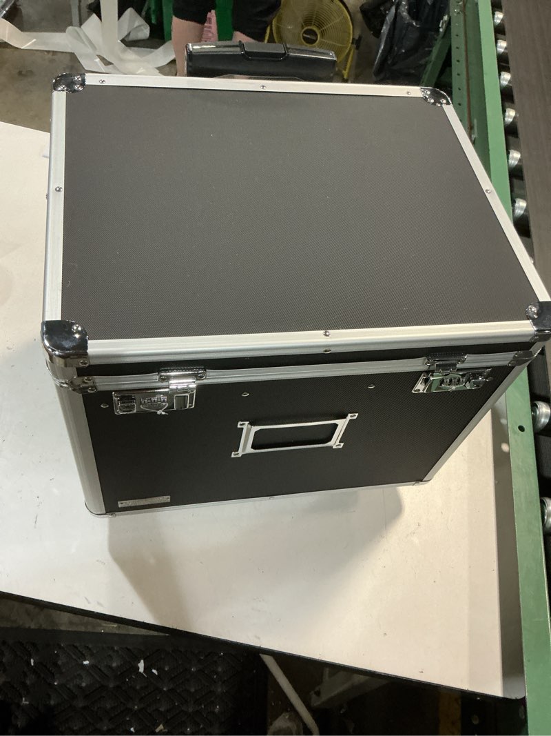 Condition photo showing New/Like New for vaultz portable file storage box with handle - 14.5" x 17.5" x 15.5" letter/legal size mobile lock box - double combination locking cabinet - black letter/legal black
