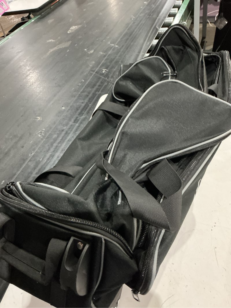 bowling ball bag with wheels, lightweight trolley double ball bowling bag with large separate shoe compartment and oversized accessory pocket, retractable