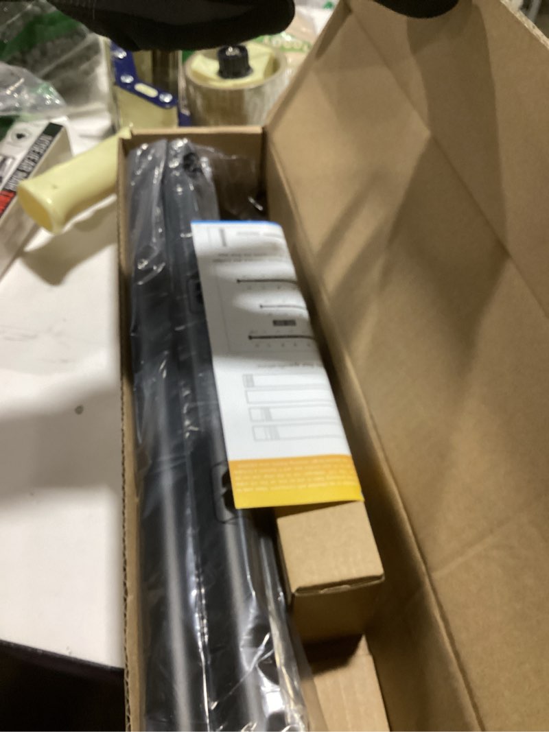 Condition photo showing Good Condition for Black Curtain Rods for Windows 18 to 86 inch, 1 Inch Adjustable Curtain Rod, Heavy Duty Long Window Curtains Rod for Bedroom Living Room, Metal Modern Decorative Drapery Rods 18"-86" Black
