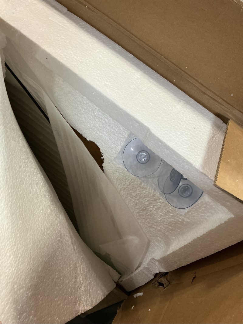 Condition photo showing Good Condition for Modern Glass Coffee Table, Mid Century Small Coffee Table, Coffee Table for Living Room,Suitable for Bedroom Living Room Reception Office Tables (Walnut/Transparent, Small) Walnut/Transparent Small 32.2 * 22.4 * 16in