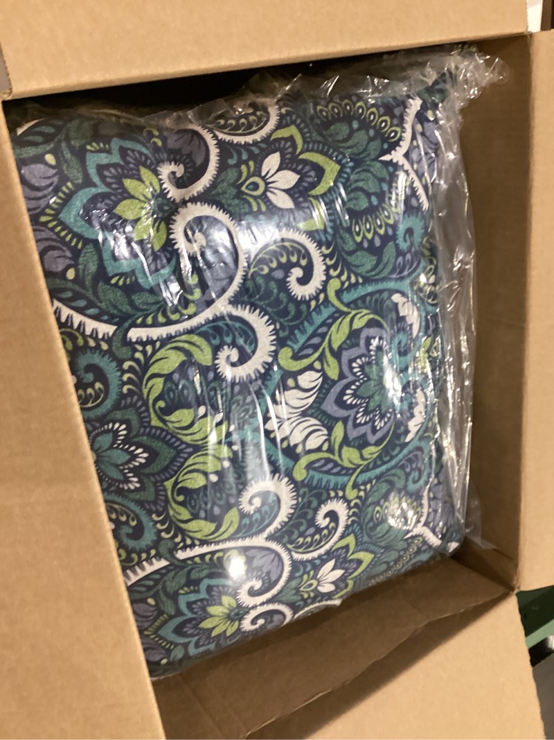 Condition photo showing New/Like New for arden deep seat pillow back cushion, 23 x 17, outdoor/indoor replacement back cushion, plush support, fade-resistant, rain-proof patio furniture cushion, sapphire aurora blue damask 17 x 23 sapphire aurora blue damask 1