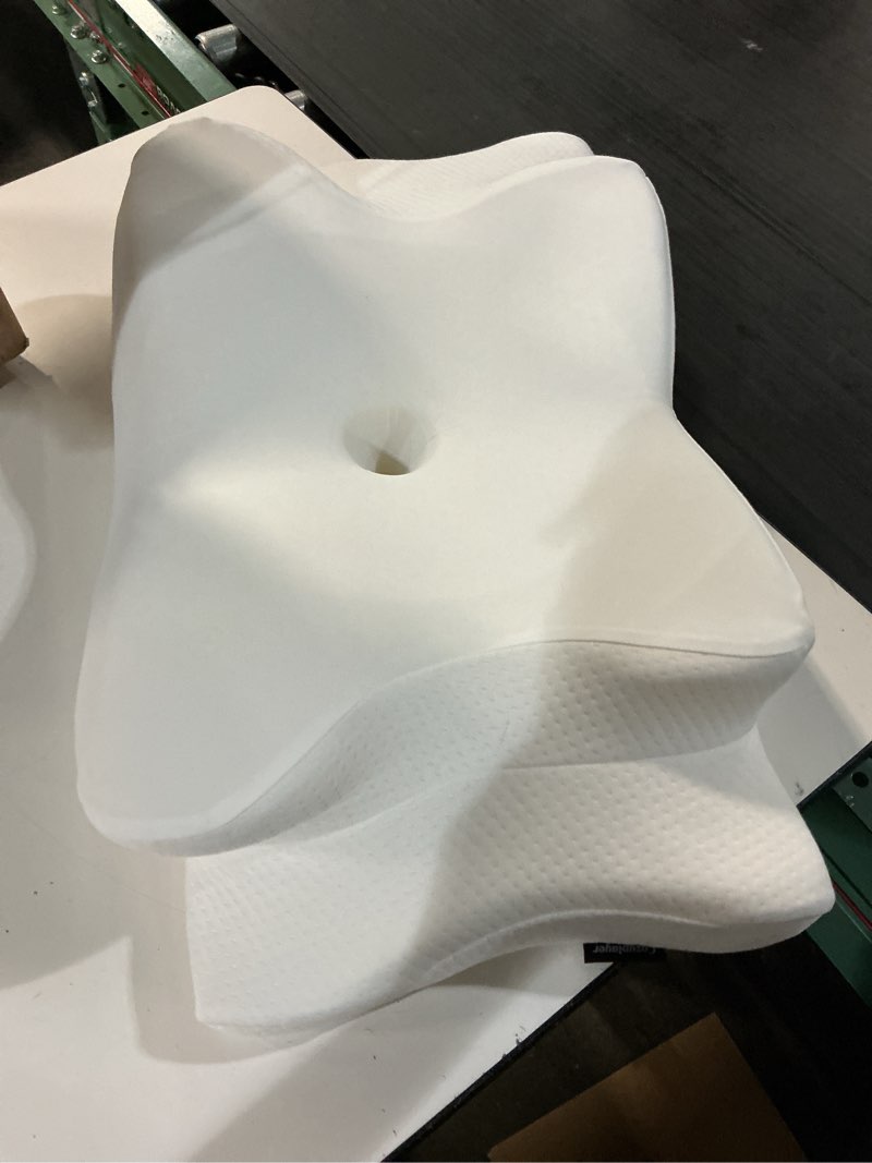 Condition photo showing Good Condition for ultra pain relief cooling pillow for neck support, adjustable cervical pillow cozy sleeping, odorless ergonomic contour memory foam pillows, orthopedic bed pillow for side back stomach sleeper white queen