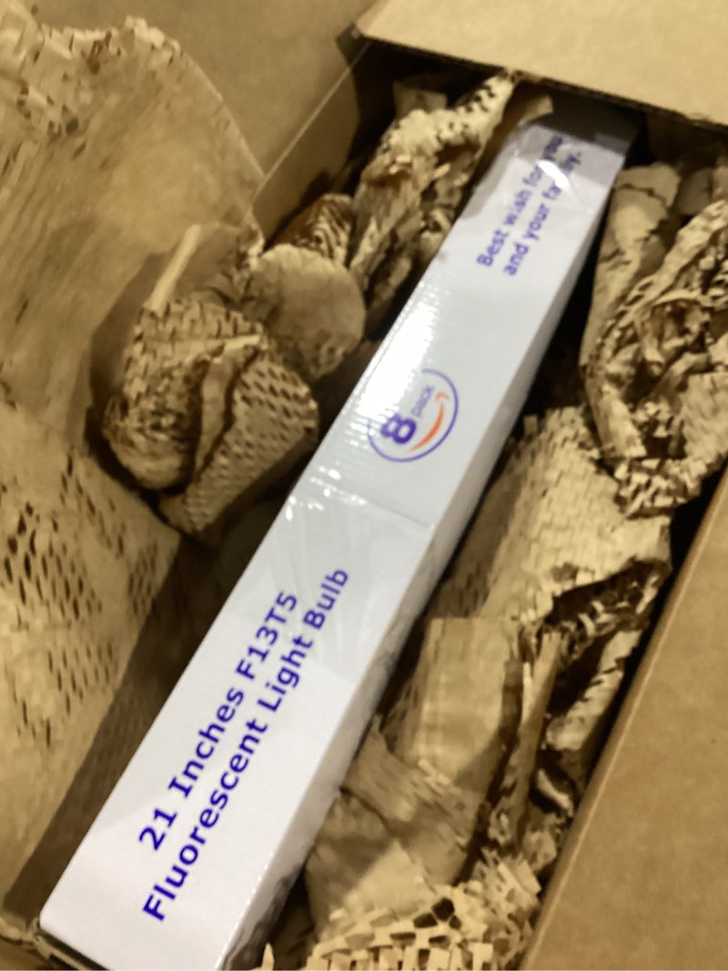 Condition photo showing Good Condition for 8 Pack 21 Inch T5 Fluorescent Light Bulb 13 Watt F13T5/WW Compatible with Sylvania Satco Philips GE Under Cabinet Tube Light Warm White 800 Lumen G5 Base 8 Count 8 Pcs-warm white
