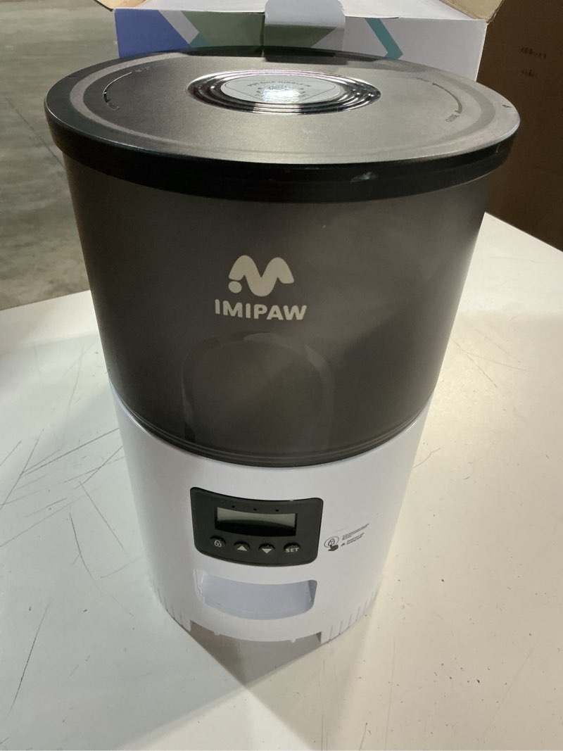 Condition photo showing Good Condition for imipaw automatic cat feeders, timed cat dry food dispenser with desiccant bag, dual power supply, programmable portion size, 6 meals, 20 portions per day, auto pet feeder for cats and small dog, white 3l white