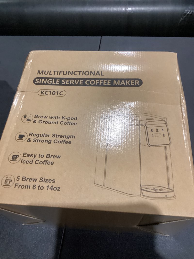 Condition photo showing New/Like New for Horavie Single Serve Coffee Maker for K-Cup Pod and Grounds, Hot and Iced Coffee Maker, 6 to 14oz Brew Sizes, 50oz Removable Reservoir, Strong Button Feature, Fit 6.5" Mugs, Stainless Steel, Black