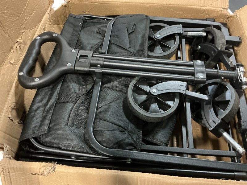 Condition photo showing Good Condition for pasamic collapsible wagon 220 lbs, heavy duty wagon carts foldable, portable wagons for groceries, beach cart with all-terrain wheels & drink holders, utility wagon for shopping, sports, camping,black