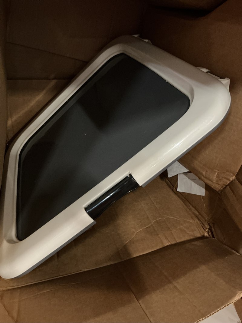Condition photo showing Good Condition for iris usa pee pad holder - for regular sized dog and puppy pee pads, secured latches, non-skid feet, high polish finish for easy cleaning, leak protection, fits 22"x22" pad or larger, square, dark gray 22" x 22" dark gray