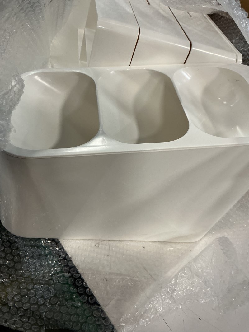 Condition photo showing Good Condition for hblife makeup organizer with brush holder for vanity, large plastic bathroom countertop organizer skin care storage, easy to store lipsticks, nail polishes, perfumes, eyeshadow palettes, all white all white large