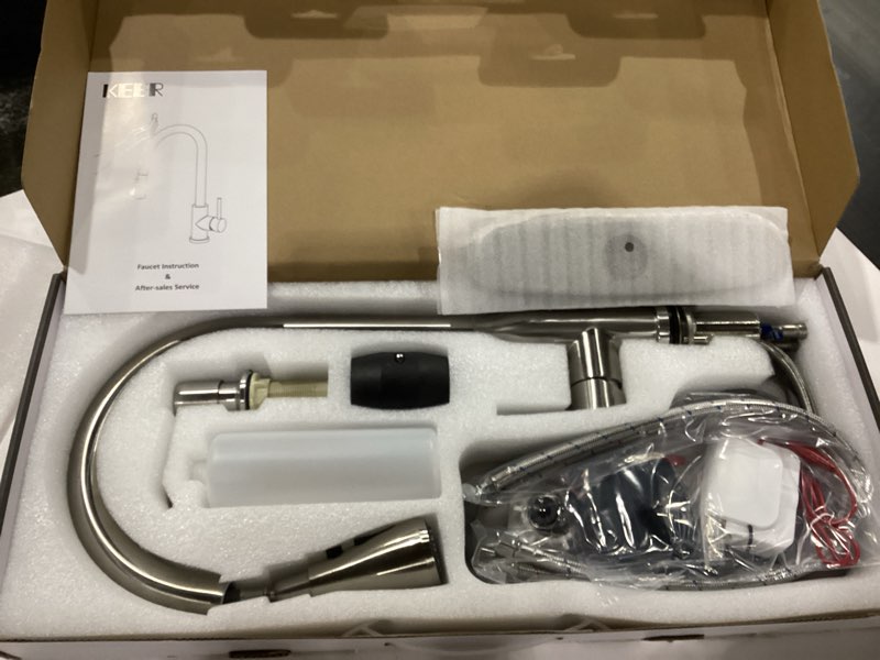 Condition photo showing New/Like New for Touch Kitchen Faucet,KEER Smart Kitchen Sink Faucet with Pull Down Sprayer, Touch on Activated Kitchen Bar Sink Faucet Brushed Nickel, Stainless Steel Touch On Sensor