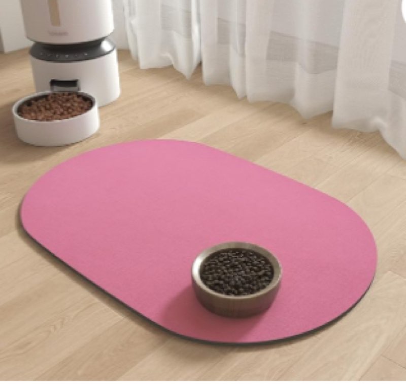 Absorbent Dog Food Mat-Dog Mat for Food and Water Bowl, Quick Dry Pet Food Mat, No Stains Dog Feeding mat, Dog Accessories Pet Supplies Mat-Dog Water Bowl Mat for Messy Drinkers 23\"X34\" Pink