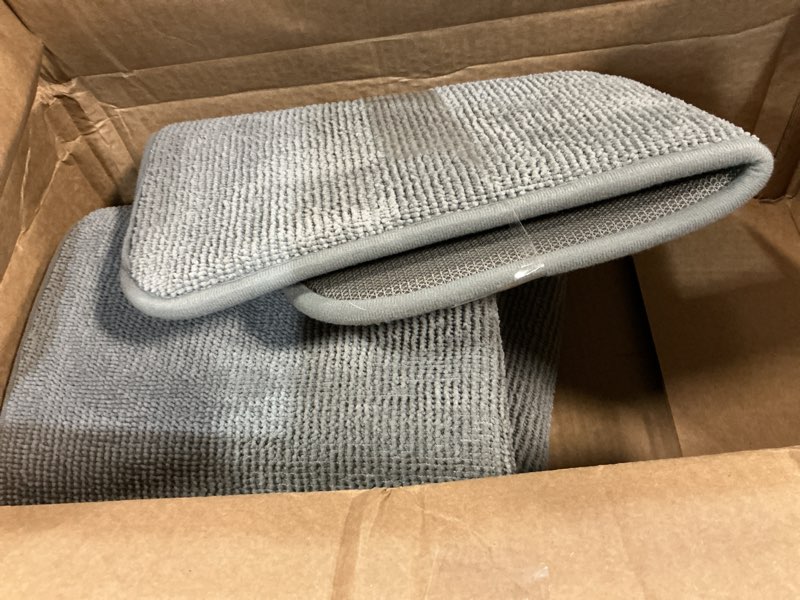 Condition photo showing As Is for olanly thick memory foam bathroom runner rugs 47x24, extra soft absorbent long bath rug, quick dry bath mats, non-slip, machine washable mat for bathroom, tub and shower, home decor accessories, grey grey rectangular 47" x 24"