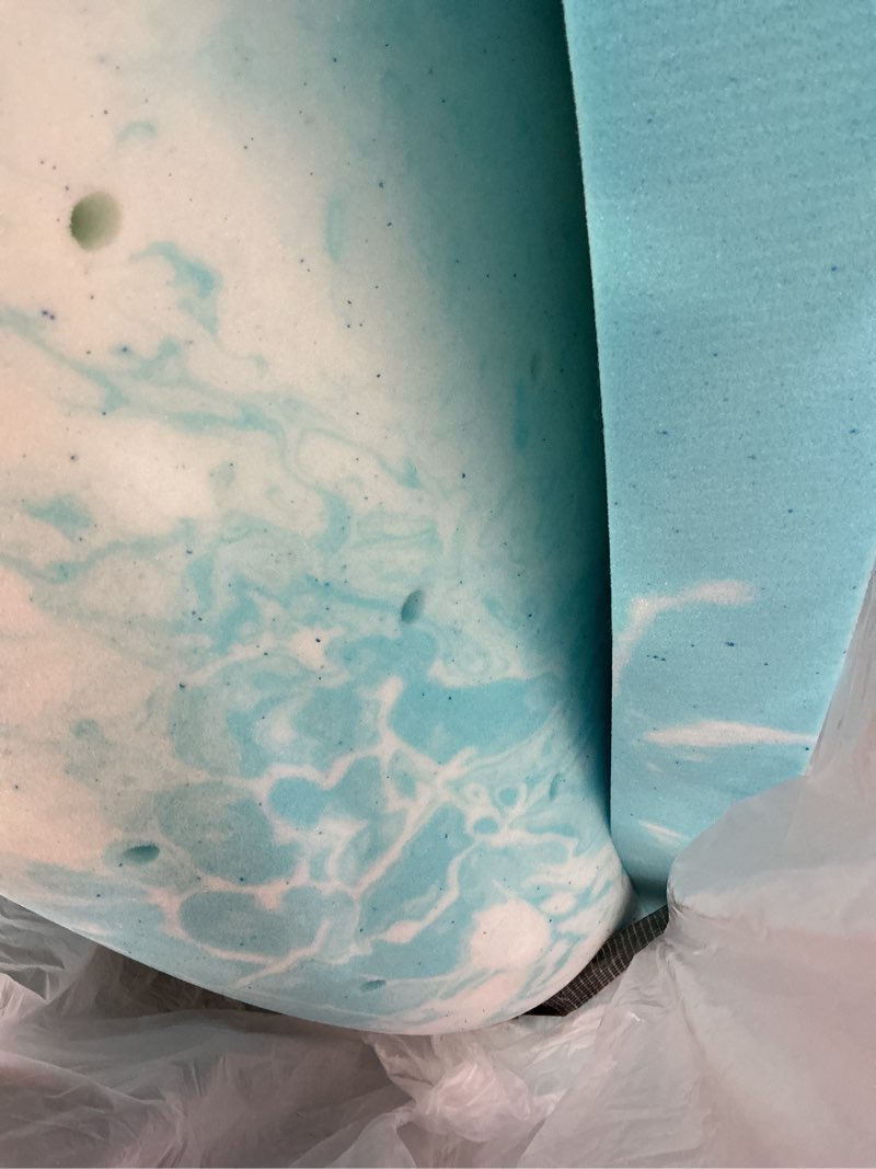 Condition photo showing As Is for Sweetcrispy Mattress Topper Full, 3 Inch Thick Memory Foam Gel Infused Cooling Toppers Pad for Full Size Bed, Sleeper Sofa, RV, Camper, CertiPUR US Certified, Ventilated and Breathable, Blue