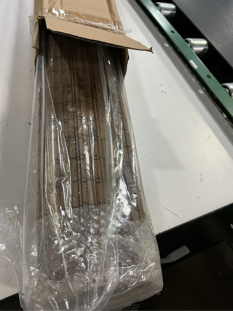 Condition photo showing Good Condition for LazBlinds Cordless Bamboo Roman Shades, Privacy Blinds for Interior Windows, Room Darkening Roll Up Bamboo Blinds for Home & Patio, 27.5" W x 64" H, Highfield Teak Pricacy - Highfield Teak 27 1/2" W x 64" H