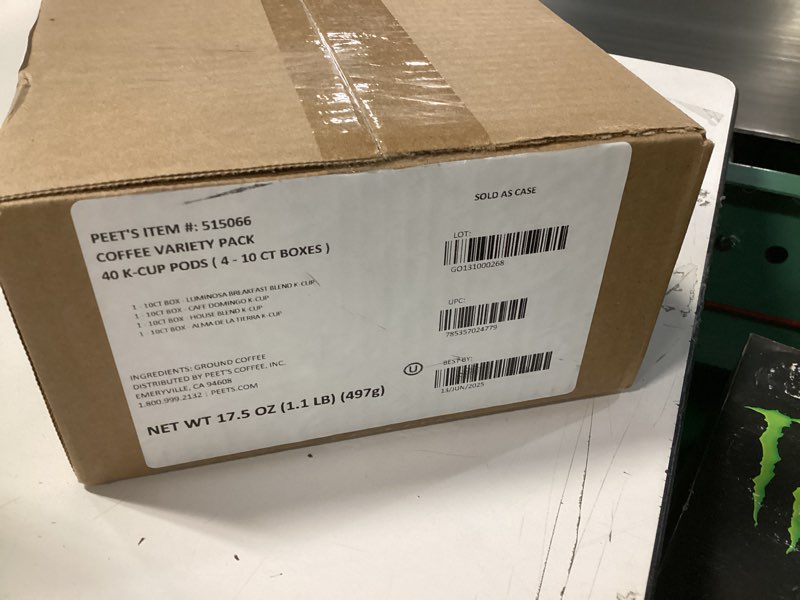 Condition photo showing New/Like New for Peet's Coffee, Keurig K-Cup Pods Variety Pack - Luminosa Breakfast Blend, Café Domingo, Organic Alma De La Tierra, House Blend, 40 Count (4 Boxes of 10 Pods) Variety Pack 10 Count (Pack of 4)