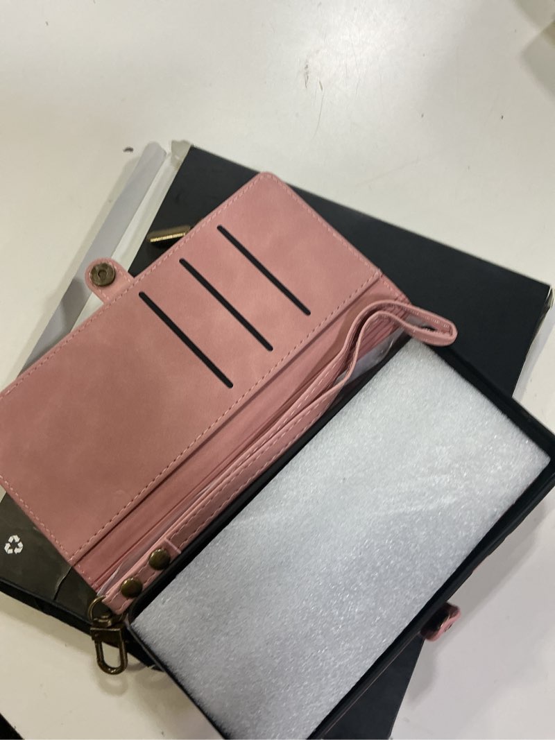 Condition photo showing New/Like New for defencase for galaxy s26 ultra case wallet with rfid blocking card holder for women men, pu leather magnetic snap flip wristlet strap zipper wallet phone cases for samsung galaxy s26 ultra 6.9", pink galaxy s26 ultra rose pink