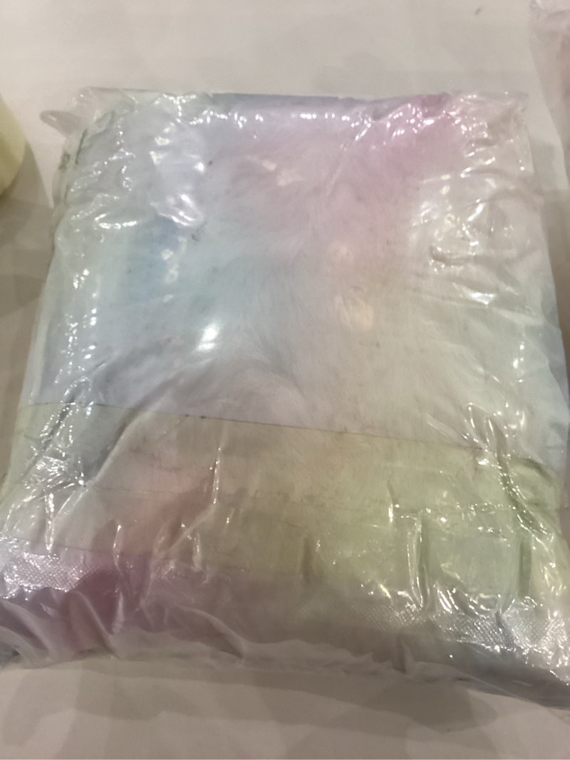 chovy Rainbow Round Faux Fur Plush Area Rug, 6'X6', Modern Style for Bedroom, Living Room, Kids Room