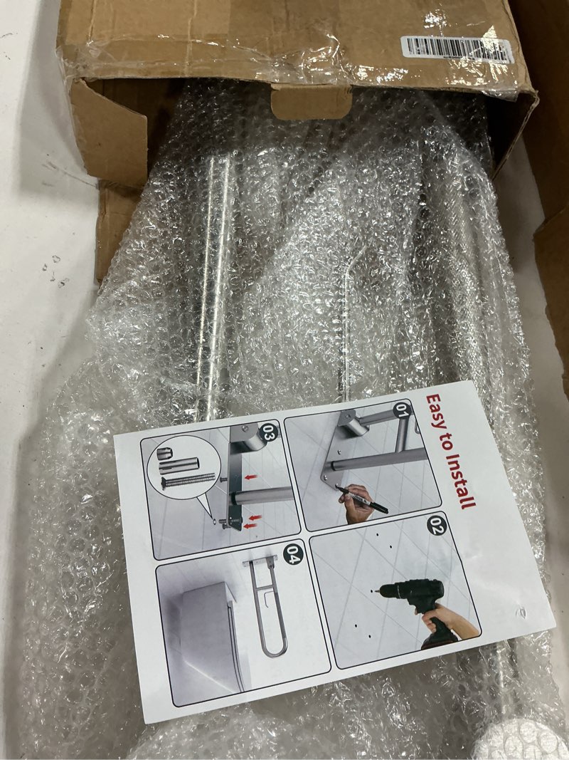 Condition photo showing New/Like New for toilet grab bar 22.4 inch, yuande brushed nickel anti-slip support rail, u shaped flip-up grab bar with paper holder, stainless steel knurled handicap safety handrails for disabled elderly pregnant 22.4 in brushed nickel
