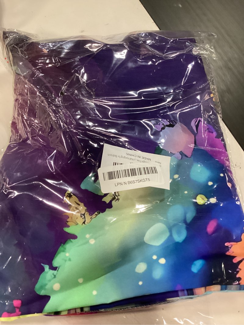 Condition photo showing Good Condition for obsecolors blacklight tree of life tapestry uv reactive waterfall tapestry galaxy space tapestries aesthetic tree wall art colorful starry sky tapestries wall hanging for bedroom 92.5"l x 70.8"w tree of life