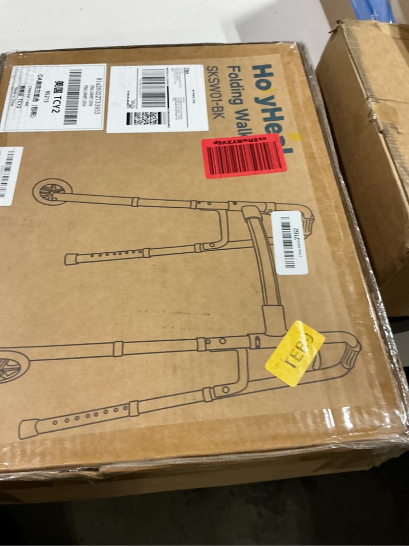 Condition photo showing Good Condition for folding walkers for seniors with 2 skis and 5" wheels, lightweight adult rolling walker, supports up to 350 pounds, adjustable height, aluminum standard walker, silver silver walker with skis