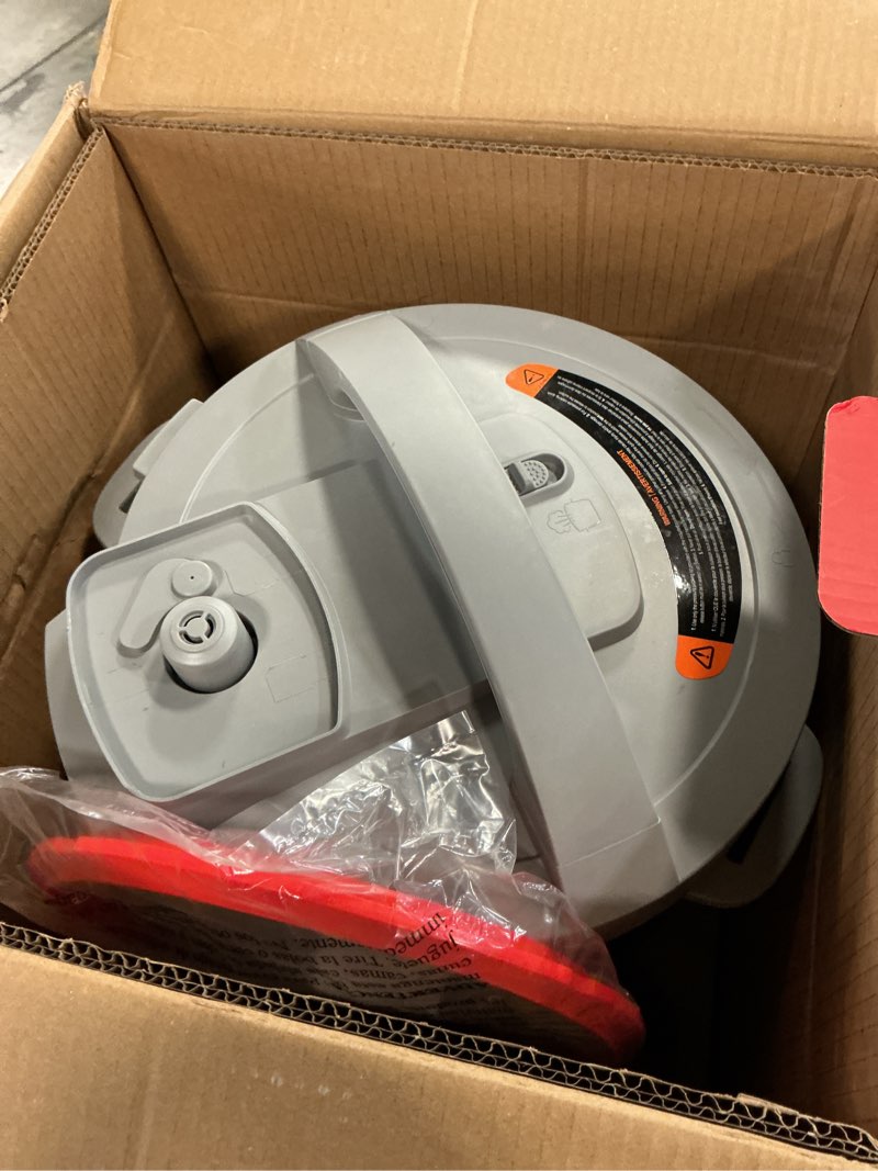 Condition photo showing As Is for instant pot, 8-quart whisper quiet 9-in-1 electric pressure cooker, slow rice cooker, steamer, sauté, yogurt maker, warmer & sterilizer, app with over 800 recipes, stainless steel, duo plus 8 quarts