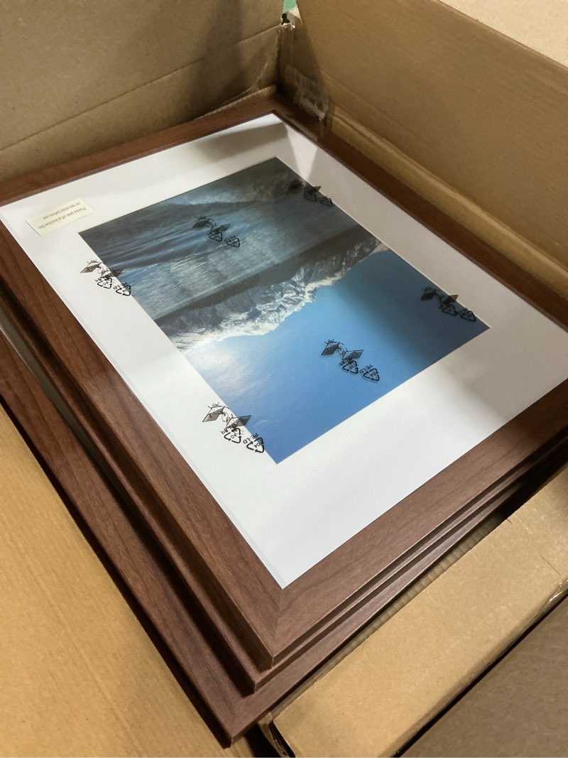 Condition photo showing Good Condition for 12x16 Picture Frame 3 Pack - Brown Poster Frame Display Pictures 8.5x11 with Mat or 12 x 16 Without Mat for Wall Hanging Horizontal and Vertical Brown 12x16(3PK)