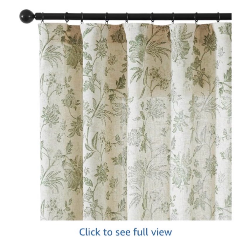 vangao green floral linen curtains for living room 96 inches long farmhouse curtains for bedroom vin