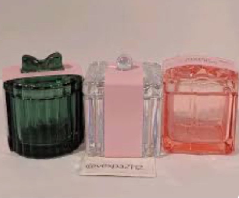 Tinted Glass Box Three Different Design , iridescent, green, pink bow (case of 12) 