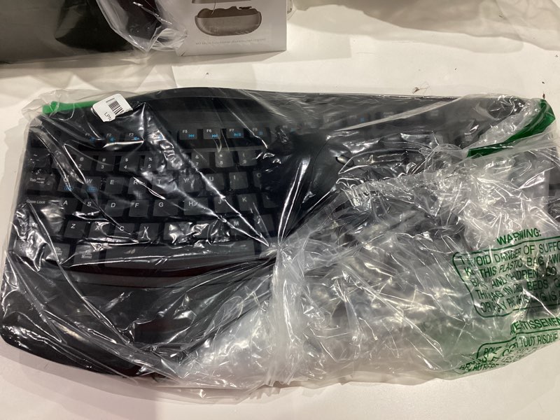 Condition photo showing Good Condition for Wireless Keyboard and Mouse Combo, 2.4G Full Size Wave Keys Ergonomic Keyboard with Wrist Rest, Phone Holder, 3-Level DPI Wireless Silent Mouse with 6-Buttons, for Windows, Mac OS, Laptop, PC (Black)