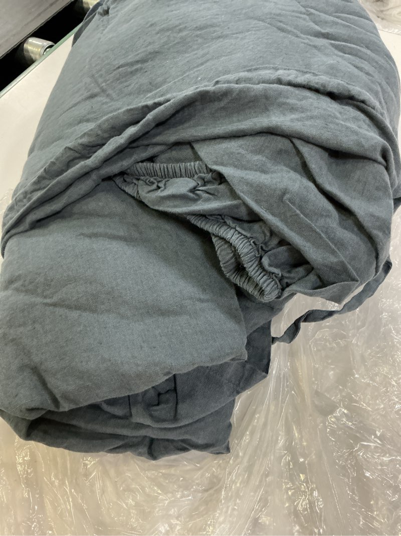 Condition photo showing As Is for european linen sheet set, king, nightfall