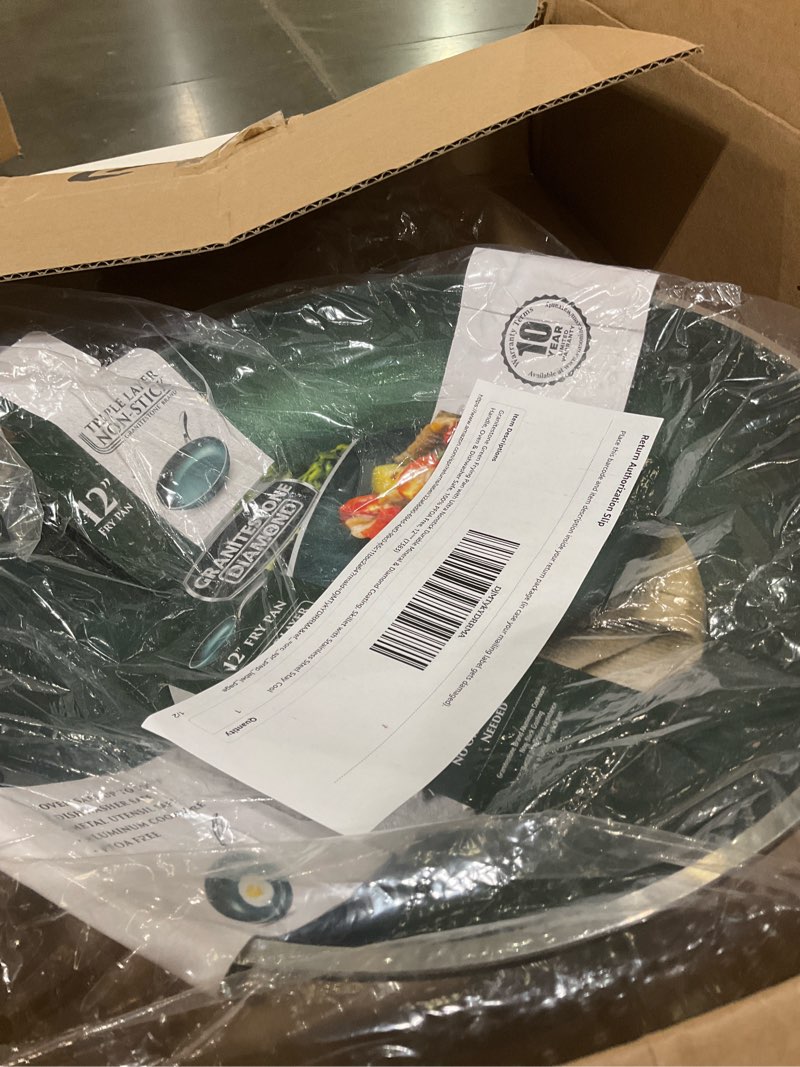 Condition photo showing Good Condition for Granitestone Green Frying Pan with Ultra Nonstick Durable Mineral & Diamond Coating, Skillet with Stainless Steel Stay Cool Handle, Oven & Dishwasher Safe, 100% PFOA Free, 12""" (7383)