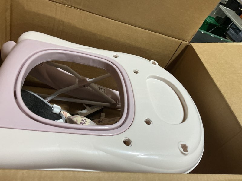 Condition photo showing As Is for 5 in 1 Foldable Baby Walker, Activity Baby Walker-Baby Bouncer, Rocker, Activity Center,Seat and Push Walker,Detachable Trampoline Mat, Adjustable Speed Rear Wheels and Height,Ages 6-18 Months(Pink)