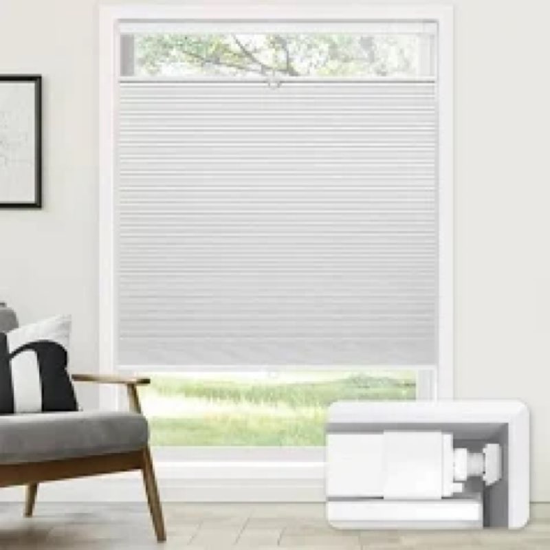LazBlinds No Tools No Drill Cordless Cellular Shades, Top Down Bottom Up (TDBU) 27” x 74”, beige