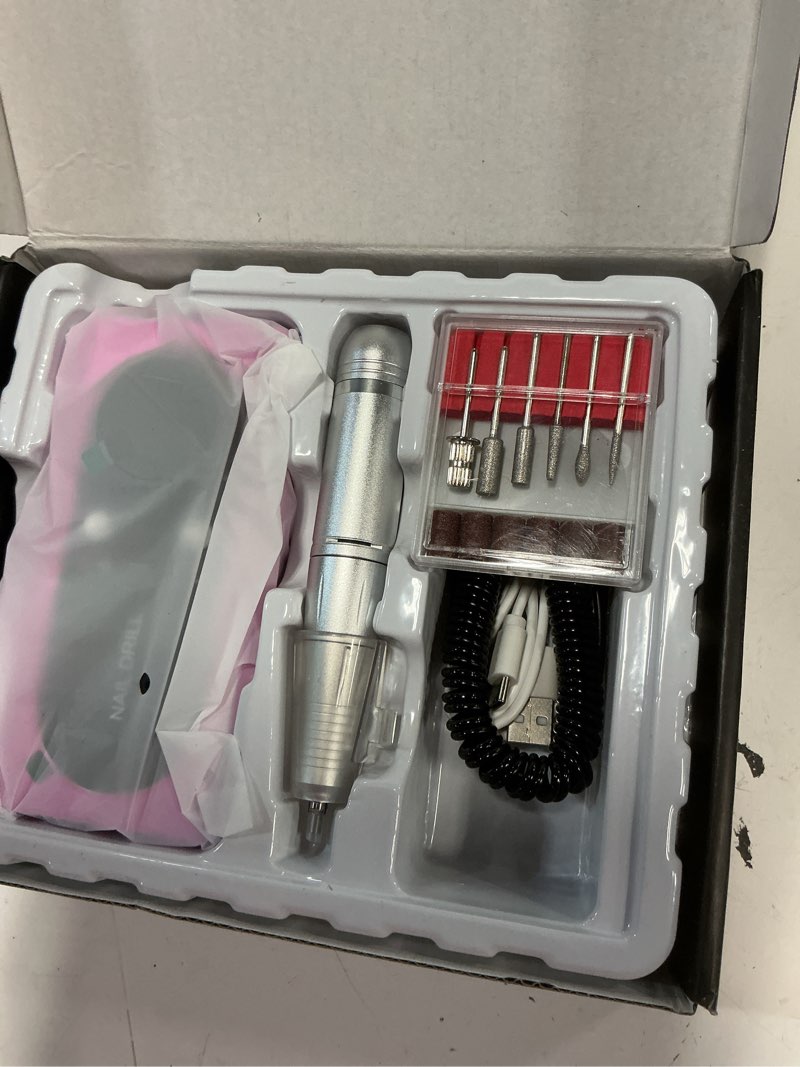Condition photo showing New/Like New for nail drill machine, professional 45000rpm purple cordless rechargeable electric nail file for acrylic nails removal, portable manicure pedicure kit for salon home use