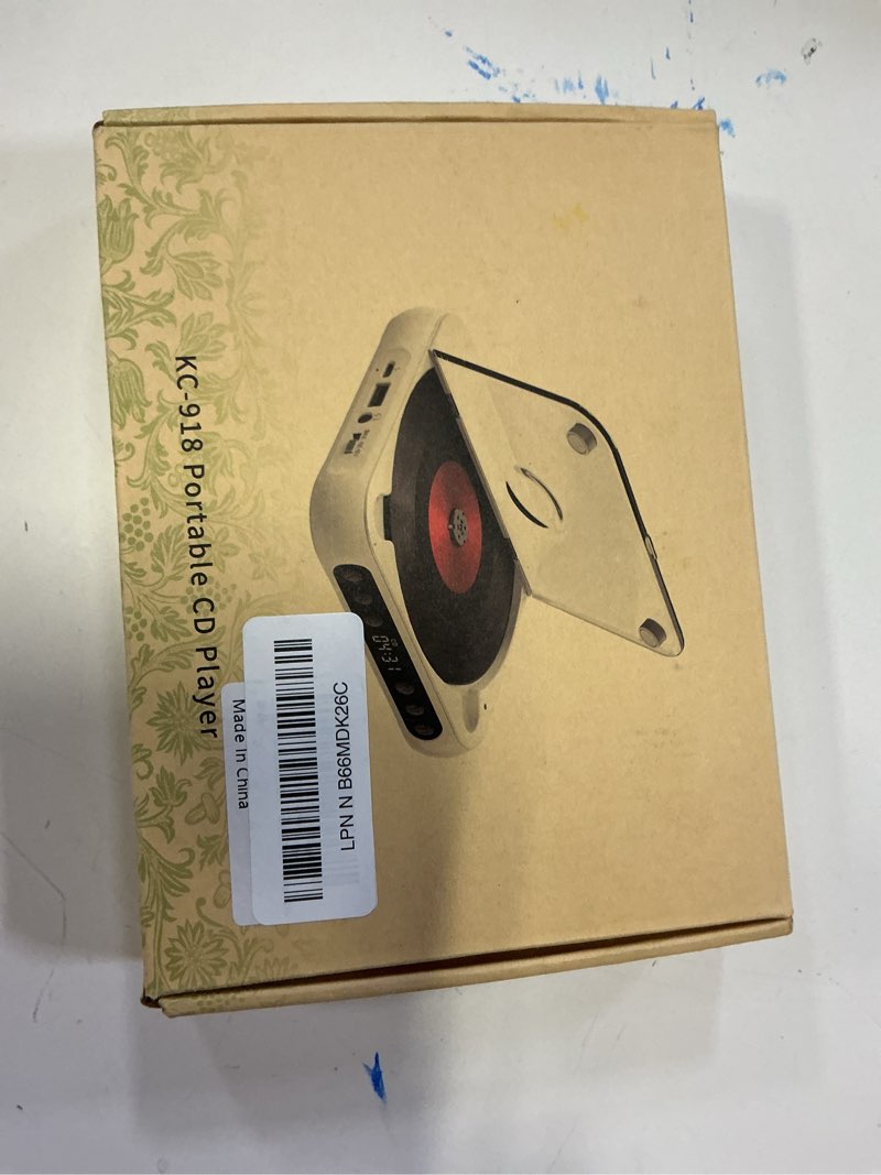 Condition photo showing New/Like New for CD Player Portable with Dual Stereo Speakers, Rechargeable Portable CD Player with Bluetooth for Home with Headphones, Support CD/AUX/USB, White