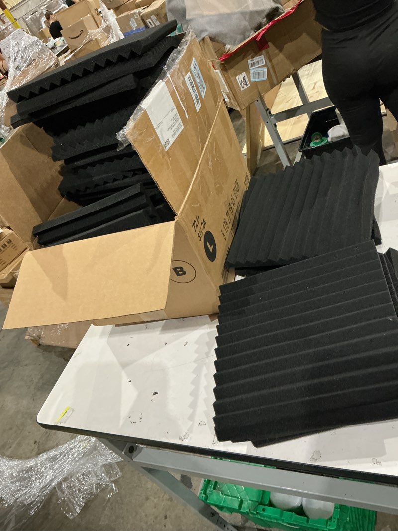 Condition photo showing As Is for 36 pack sound proof foam panels self-adhesive, 12" x 12" x 1" acoustic foam panels of high density 30kg/m³, soundproof wall panels fast expand, sound absorption and decoration