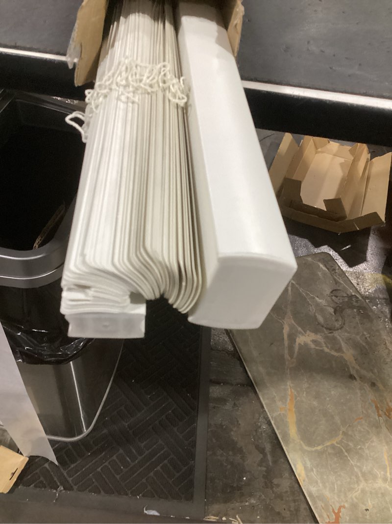 Condition photo showing As Is for (similar) chrisdowa cordless blinds for windows, dual layer free-stop light filtering window roller shades, pull down privacy zebra shades for home, office, bedroom, door (35\" w x 72\" h, white) 35\"w x 72\"h white