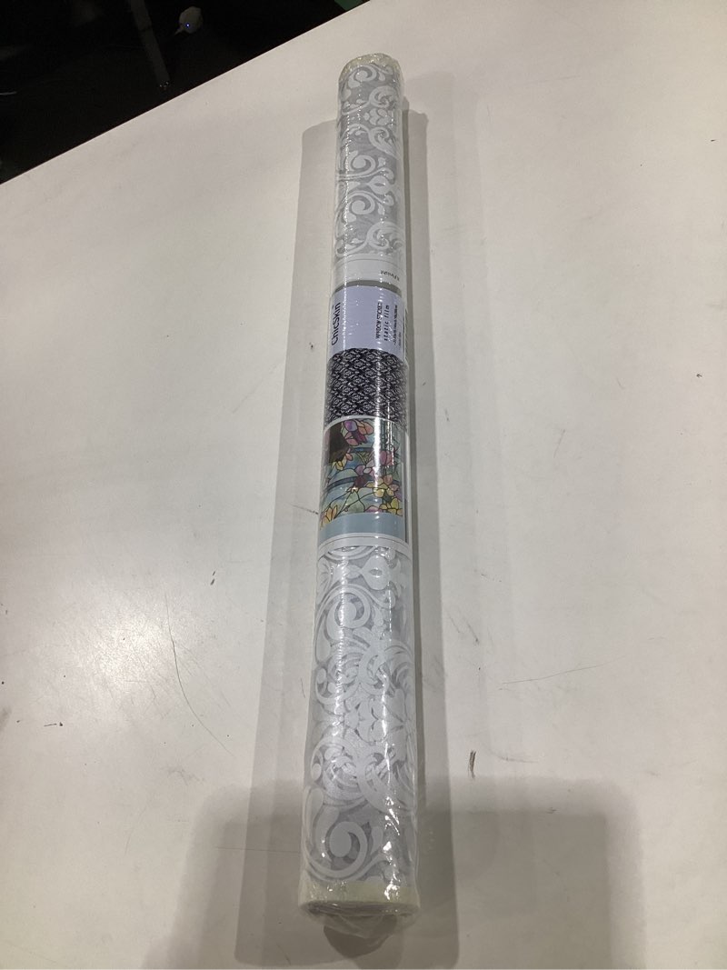 Condition photo showing New/Like New for Pure White Window Privacy Film Decorative Pattern Design, Removable Frosted Glass Window Film Cling for Glass Window Door, Abstract Floral 78.74"x15.35" Frosted Privacy Abstract Floral 78.74"x15.35"/200x39cm