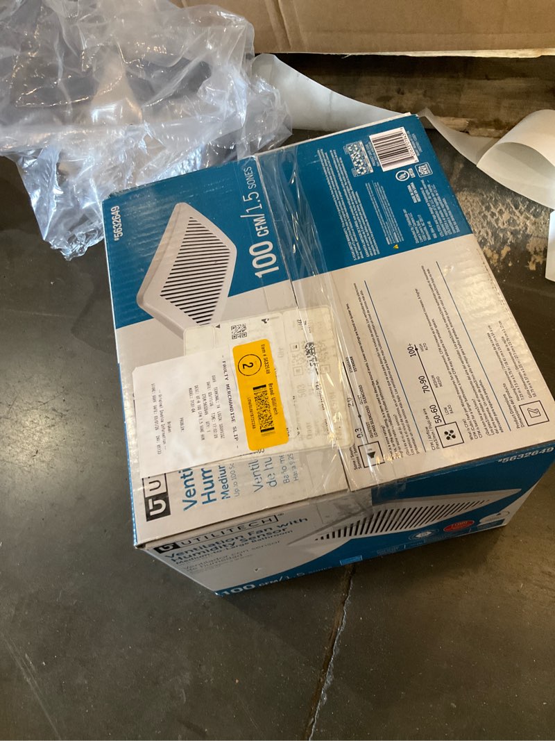 utilitech 1.5-sone 100-cfm white bathroom fan with humidity sensor (energy star certified) item