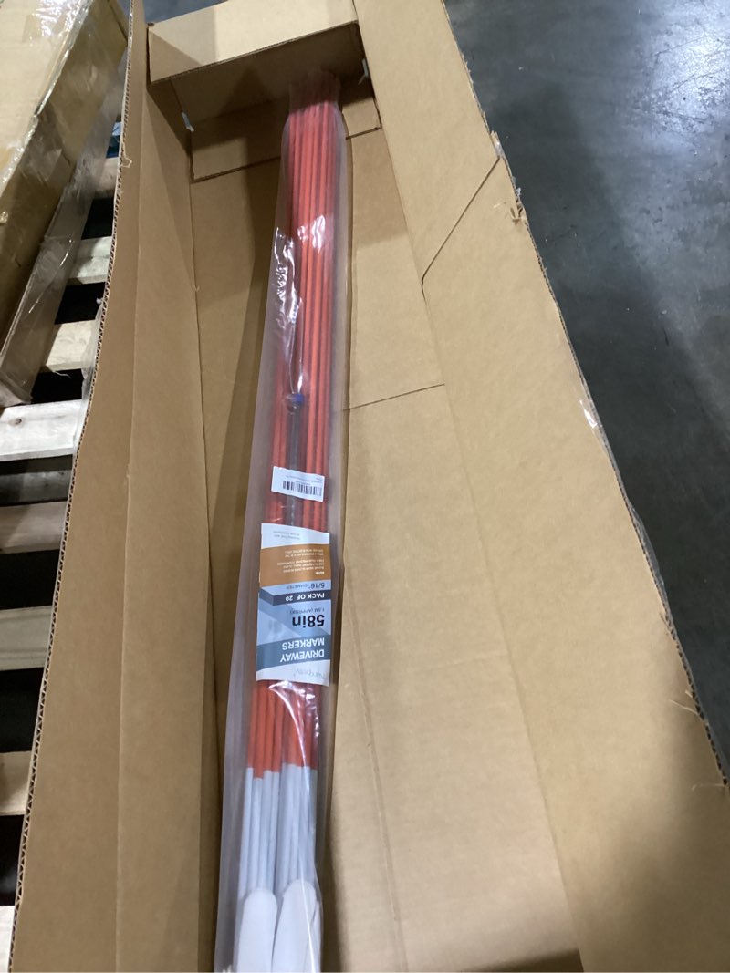 Condition photo showing Good Condition for 58 Inch Approx 5FT Driveway Markers with 10.2" Reflective Tape 20 Pack Solid Fiberglass Snow Stakes for Snow Plowing with Drill Bit and Gloves 5/16 Inch 20 58 Inch