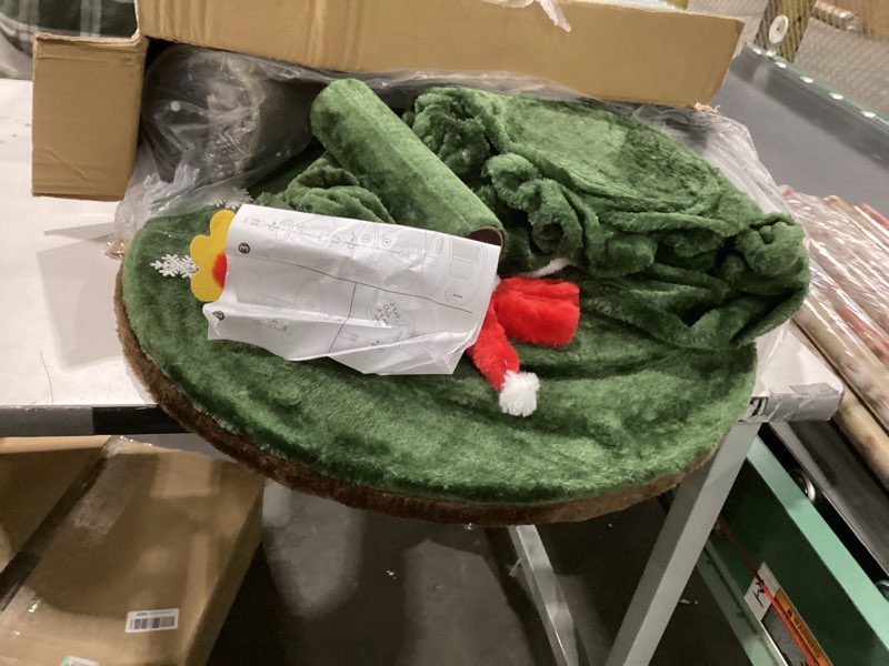 Condition photo showing As Is for 53" Large Christmas Cat Tree Tower: Indoor Green Heavy Duty Cat Condo House with Scratching Post & Toys for Xmas Decorations